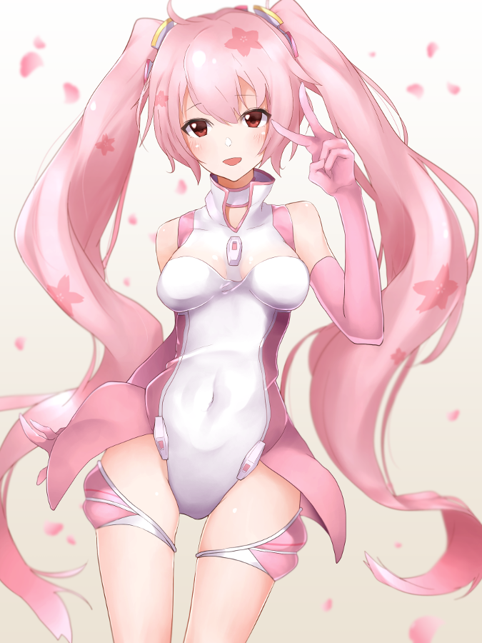hatsune miku, sakura miku, and racing miku (vocaloid and 1 more) drawn by hechi_(hechi322)