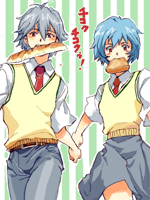 ayanami rei, nagisa kaworu, and lina rei (neon genesis evangelion) drawn by katoh-r