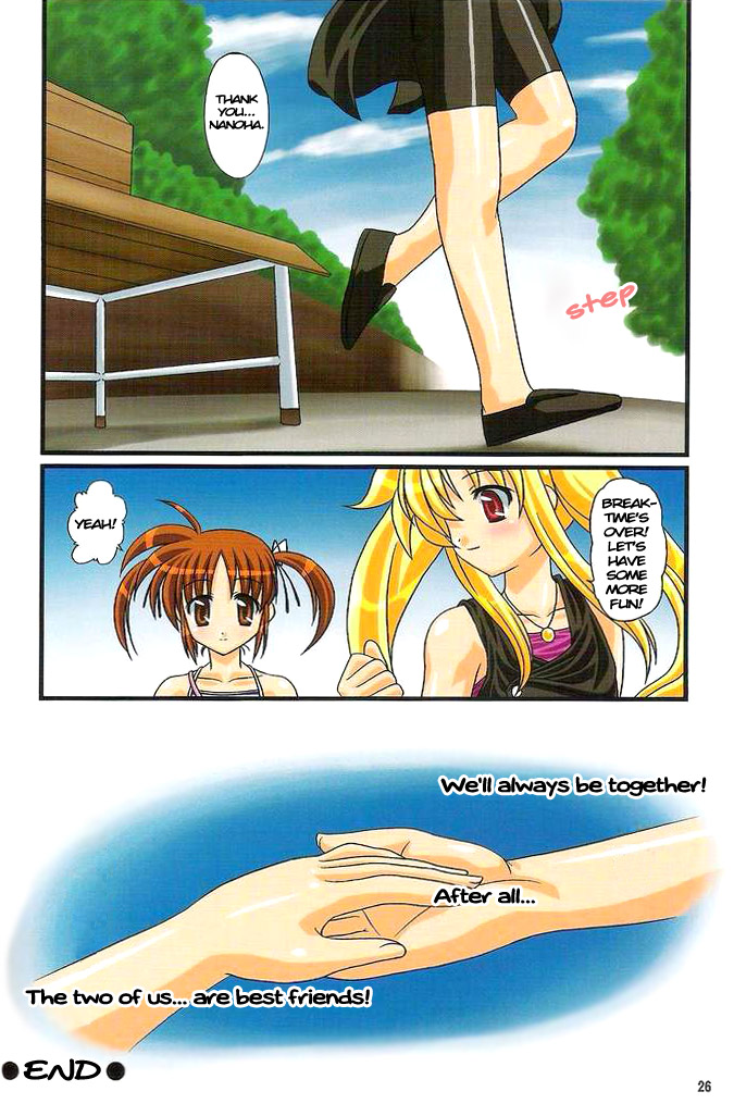 fate testarossa and takamachi nanoha (lyrical nanoha and 1 more) drawn by kakitsubata_tsukune