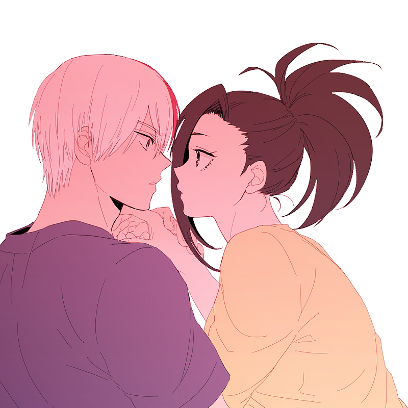 todoroki shoto and yaoyorozu momo (boku no hero academia) drawn by saran
