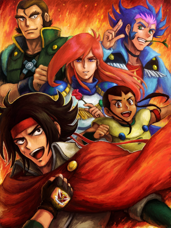 domon kasshu, sai saici, george de sand, argo gulskii, and chibodee crocket (gundam and 1 more) drawn by satou_toshio_(suisuisuisui)