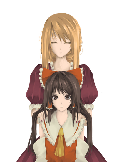 hakurei reimu and yakumo yukari (touhou) drawn by enishi_midori