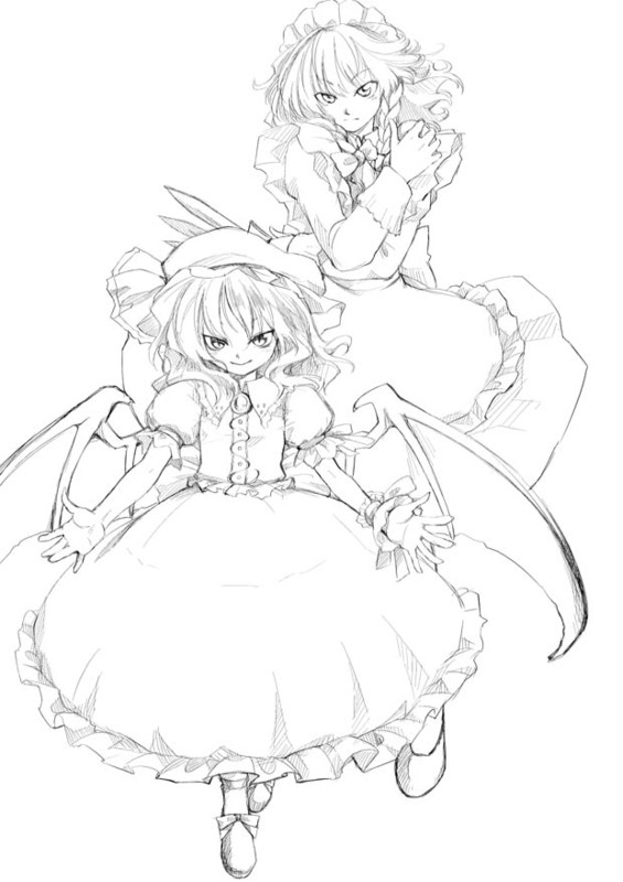 remilia scarlet and izayoi sakuya (touhou) drawn by kiriu