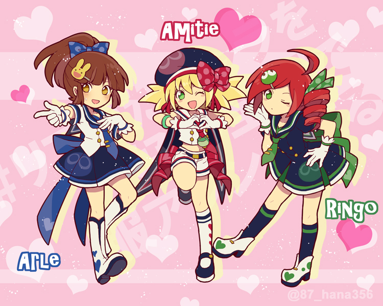 arle nadja, puyo, carbuncle, amitie, andou ringo, and 1 more (puyopuyo and 2 more) drawn by hana_(mew)