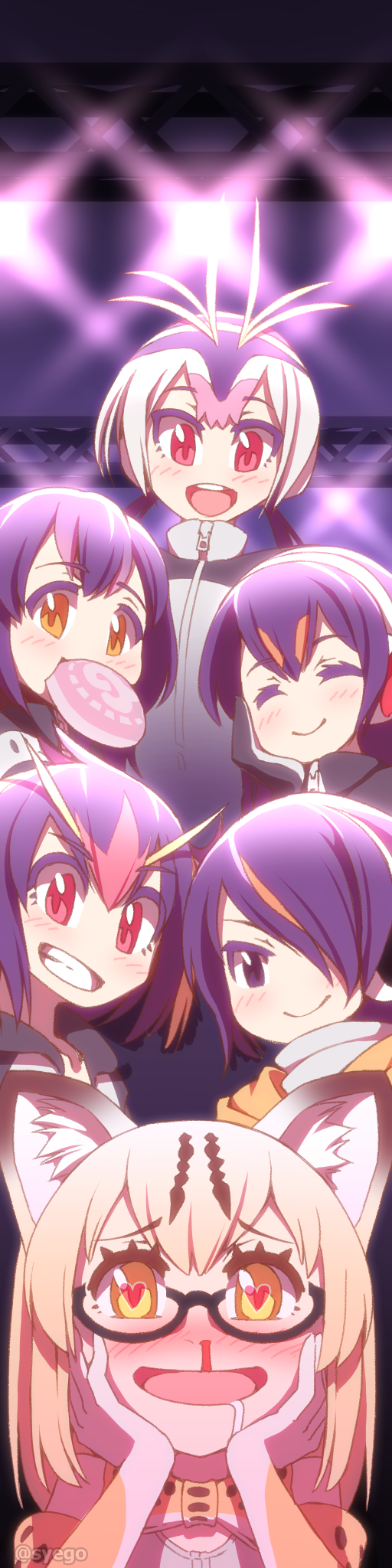 emperor penguin, humboldt penguin, royal penguin, rockhopper penguin, gentoo penguin, and 1 more (kemono friends) drawn by shapoco