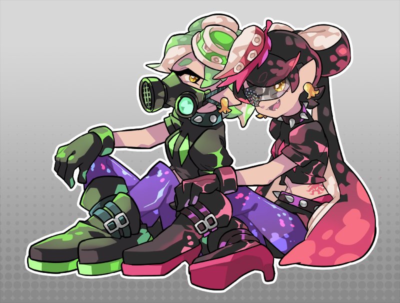 marie and callie (splatoon and 1 more) drawn by gomipomi