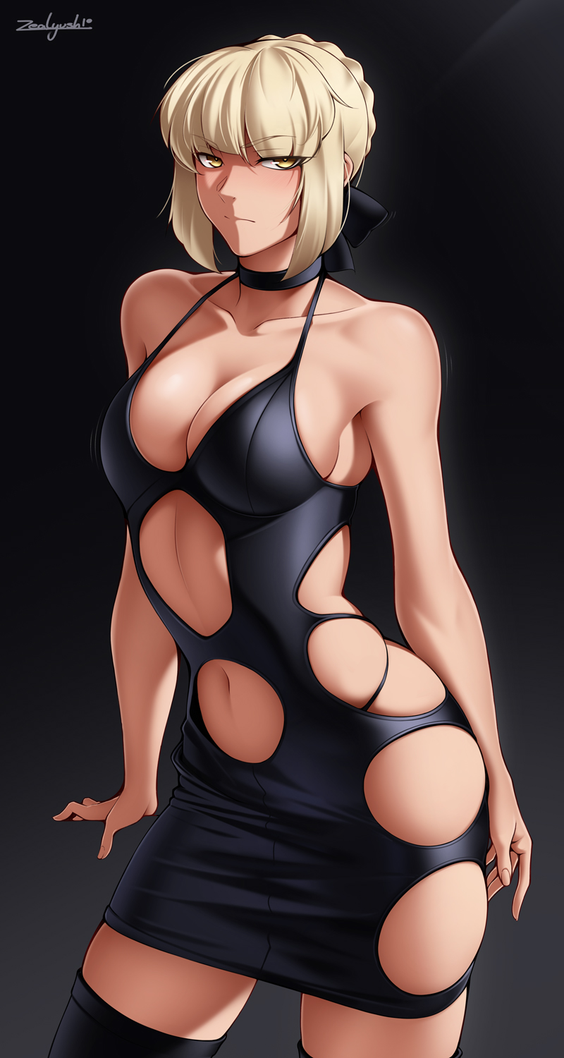 artoria pendragon and saber alter (fate and 1 more) drawn by zealyush