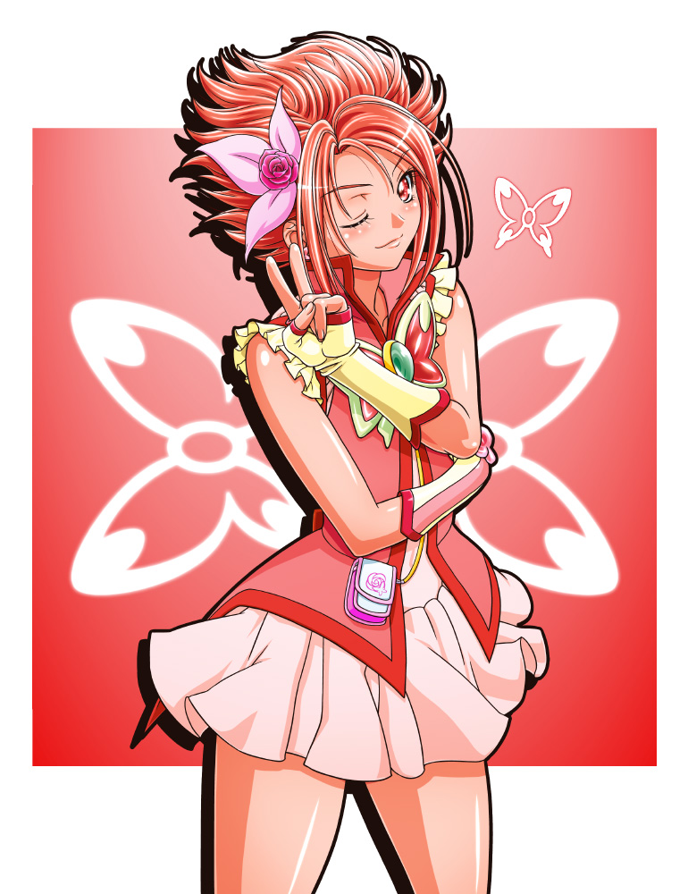 natsuki rin and cure rouge (precure and 2 more) drawn by kohsaka_jun