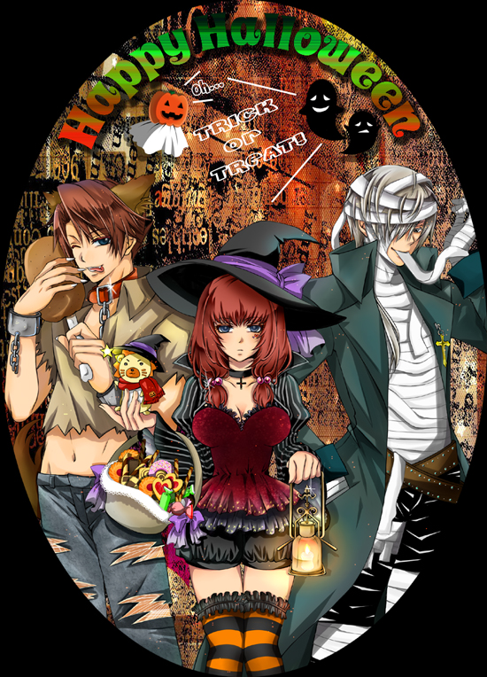 ushiromiya battler, ushiromiya ange, and amakusa juuza (umineko no naku koro ni) drawn by chiyu_ki