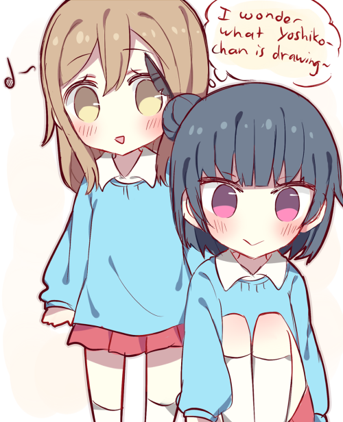 tsushima yoshiko and kunikida hanamaru (love live! and 1 more) drawn by kvlen