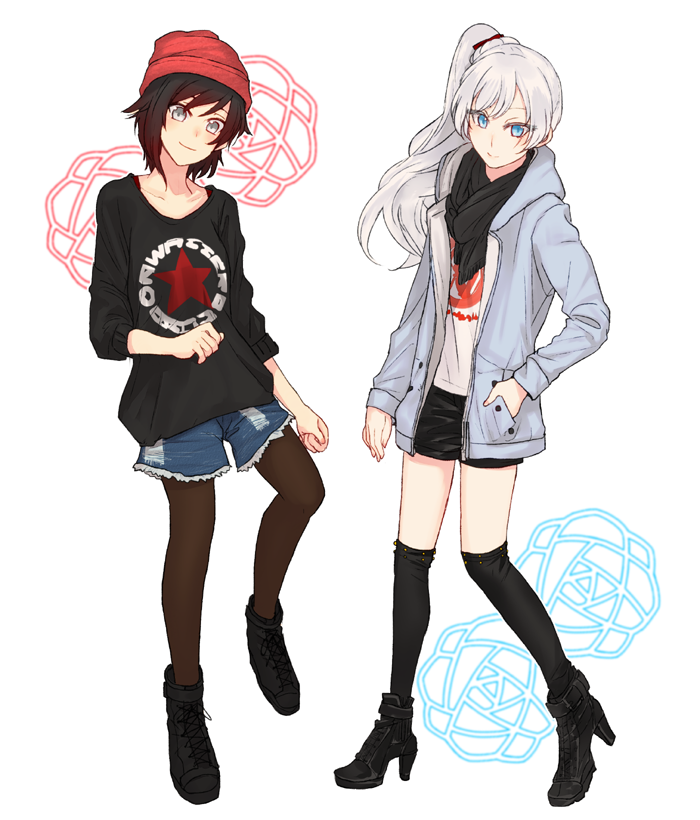 ruby rose and weiss schnee (rwby) drawn by sora_(efr)
