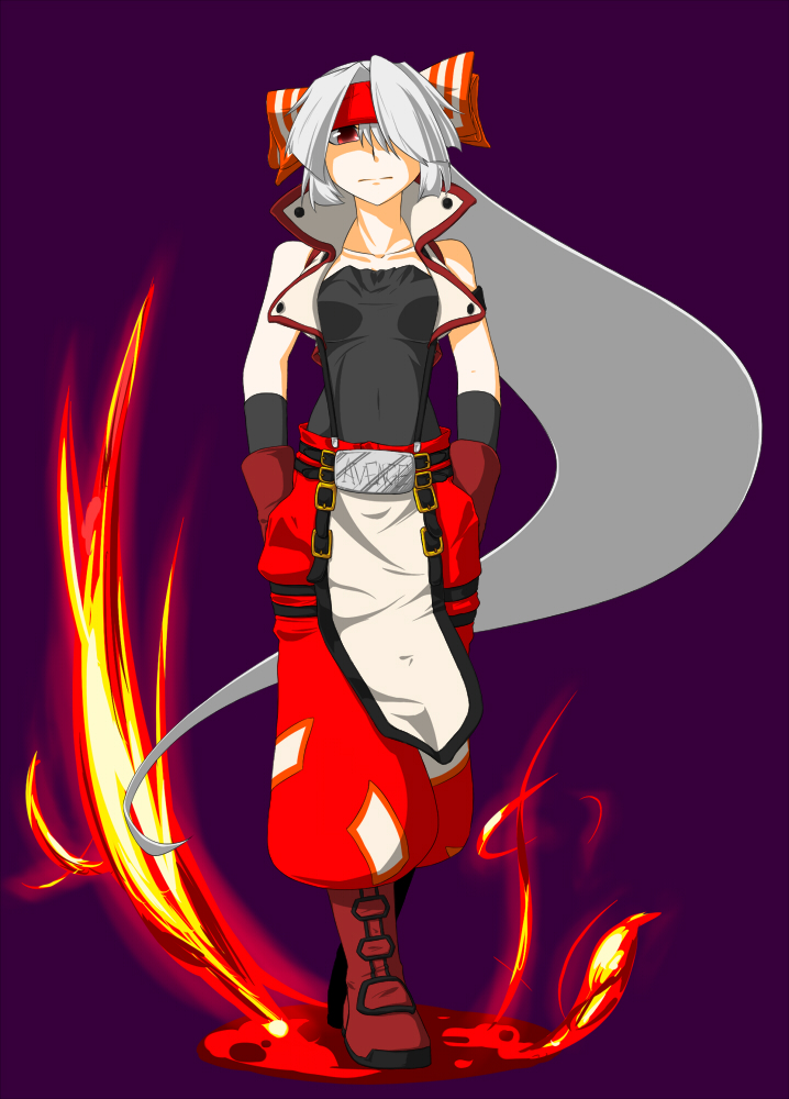 fujiwara no mokou and sol badguy (touhou and 1 more) drawn by amber_manzyu