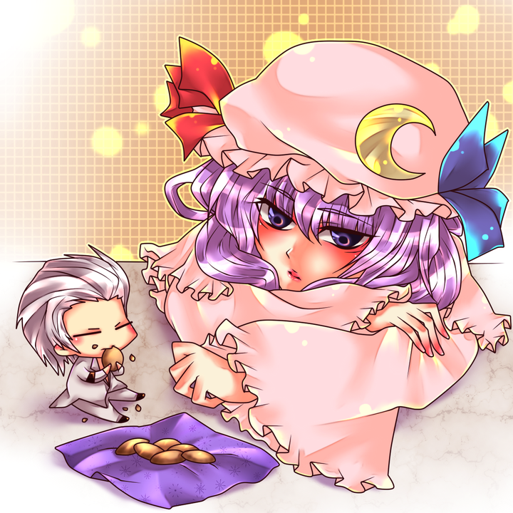 patchouli knowledge and magaki (touhou and 2 more) drawn by tobi_(discharge_cycle)