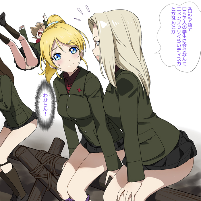 ayase eli, katyusha, nonna, and clara (love live! and 2 more) drawn by a1_(initial-g)