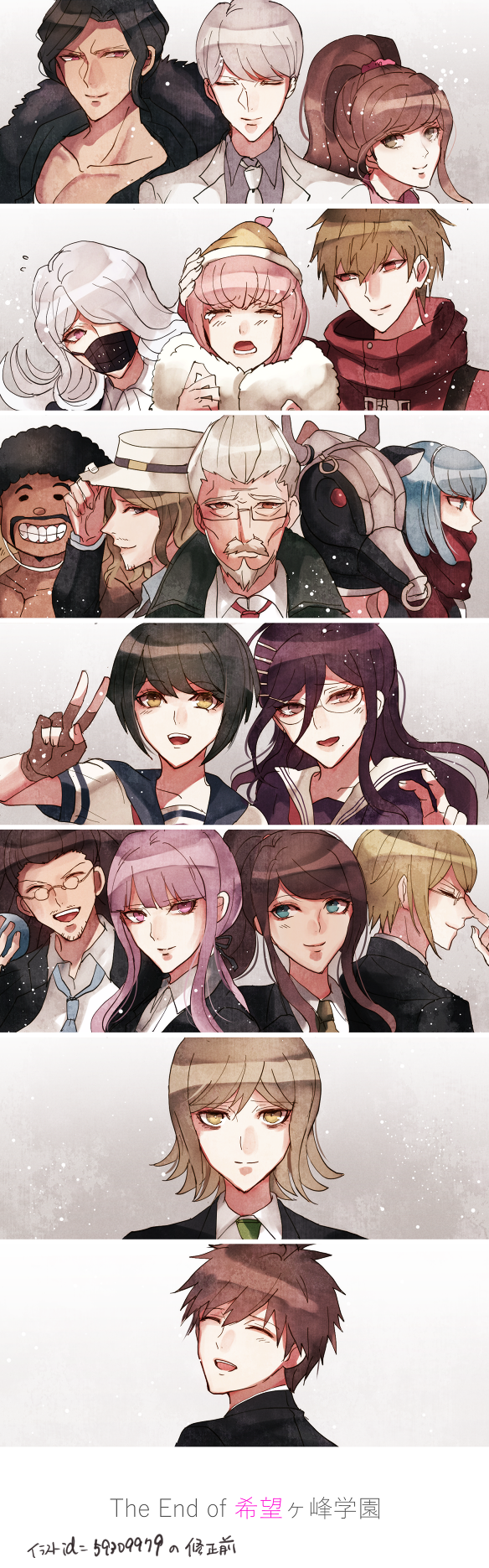kirigiri kyoko, naegi makoto, fukawa toko, asahina aoi, naegi komaru, and 14 more (danganronpa and 2 more) drawn by z-epto_(chat-noir86)