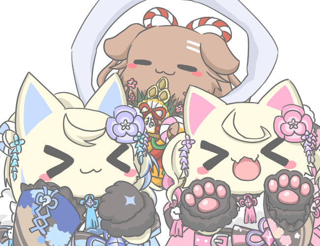 inugami korone, fuwawa abyssgard, and mococo abyssgard (hololive and 1 more) drawn by yuuji_(sdcg00)