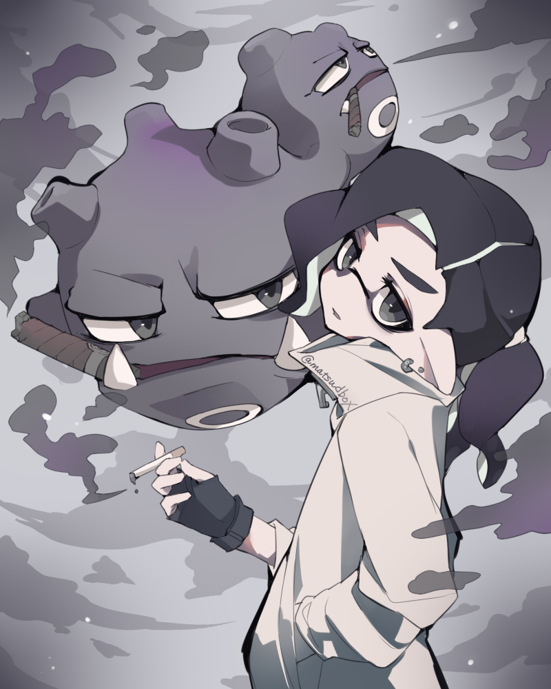 inkling player character, inkling girl, and weezing (pokemon and 1 more) drawn by matsushita_(matsudbox)
