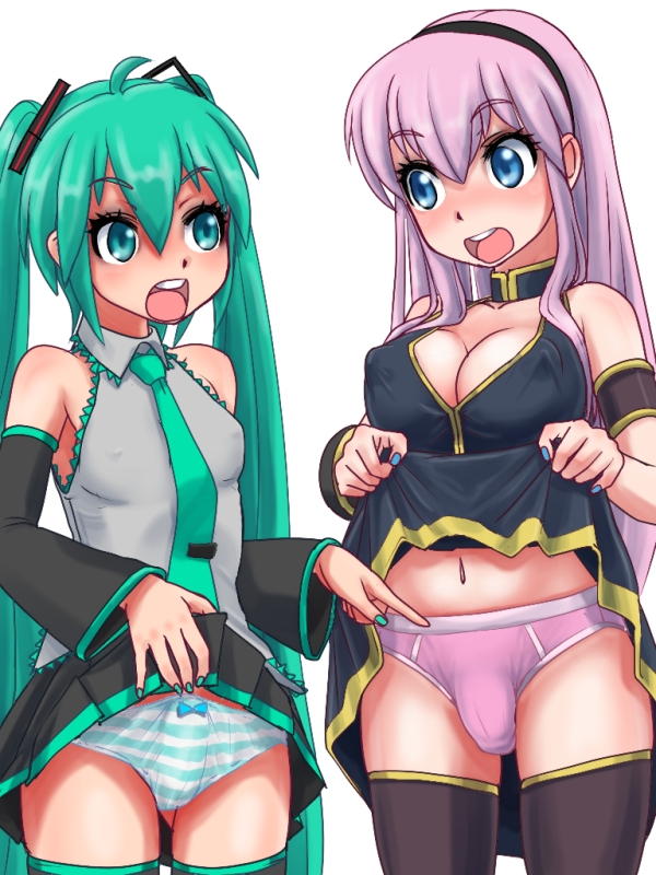 hatsune miku and megurine luka (vocaloid) drawn by o-minato