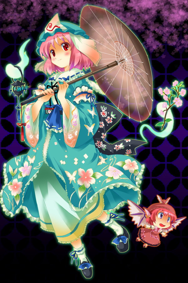 saigyouji yuyuko and mystia lorelei (touhou) drawn by michii_yuuki