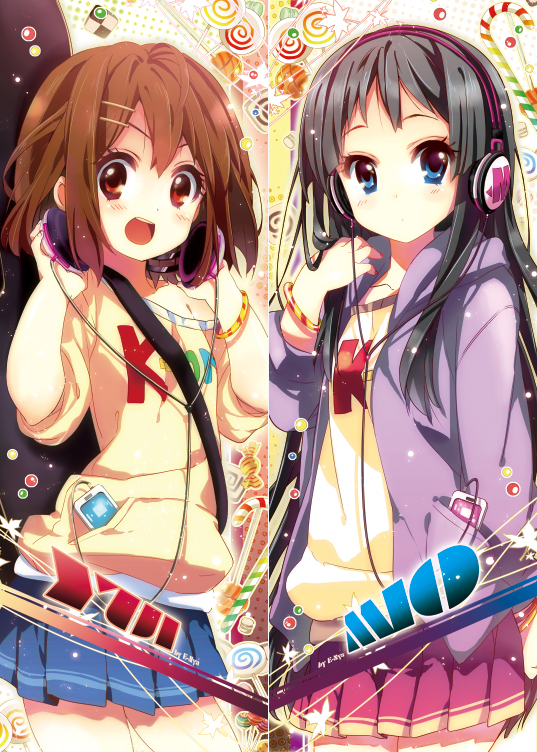 akiyama mio and hirasawa yui (k-on!) drawn by e-nya