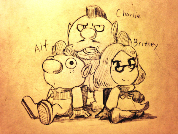 alph, brittany, and charlie (pikmin and 1 more) drawn by yamato_koara