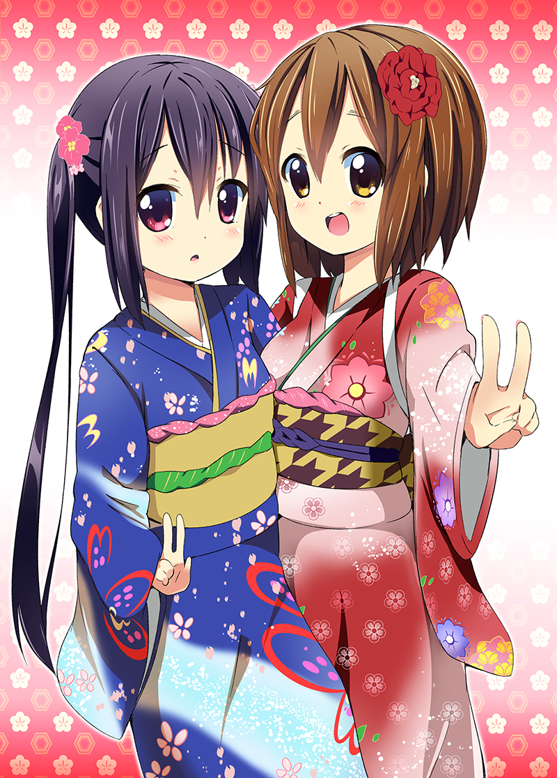 nakano azusa and hirasawa yui (k-on!) drawn by kurou_(quadruple_zero)