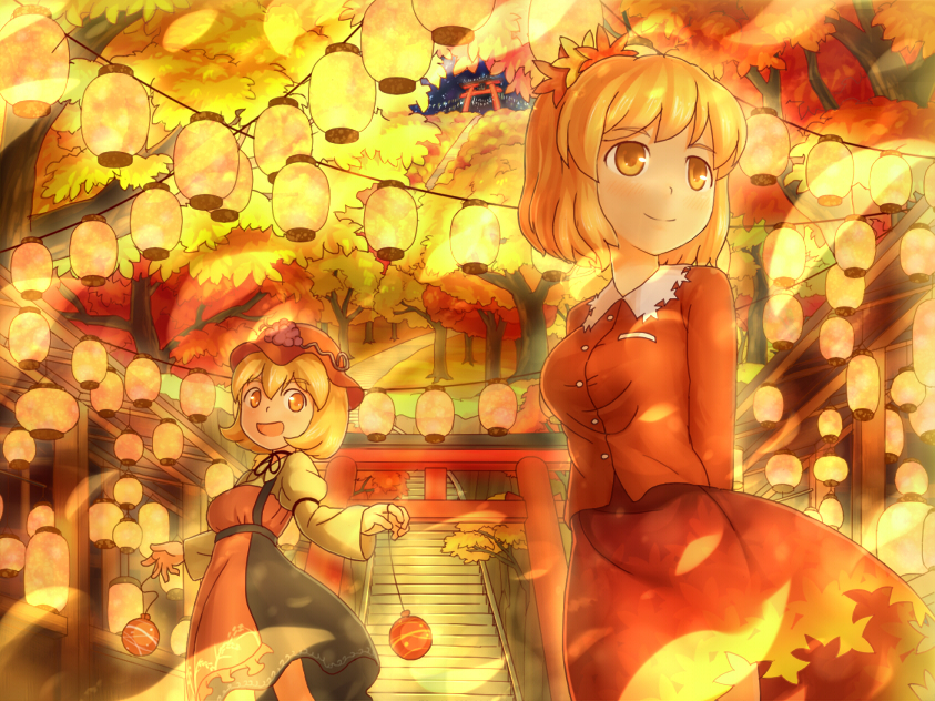 aki minoriko and aki shizuha (touhou) drawn by monosenbei