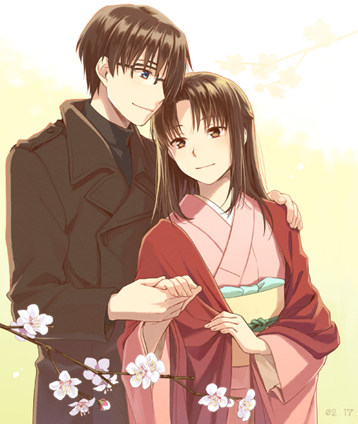 ryougi shiki and kokutou mikiya (kara no kyoukai) drawn by kannuki_hisui