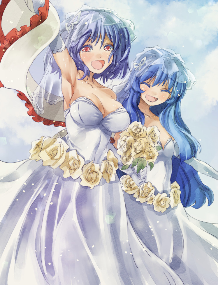 hinanawi tenshi and nagae iku (touhou) drawn by yohane