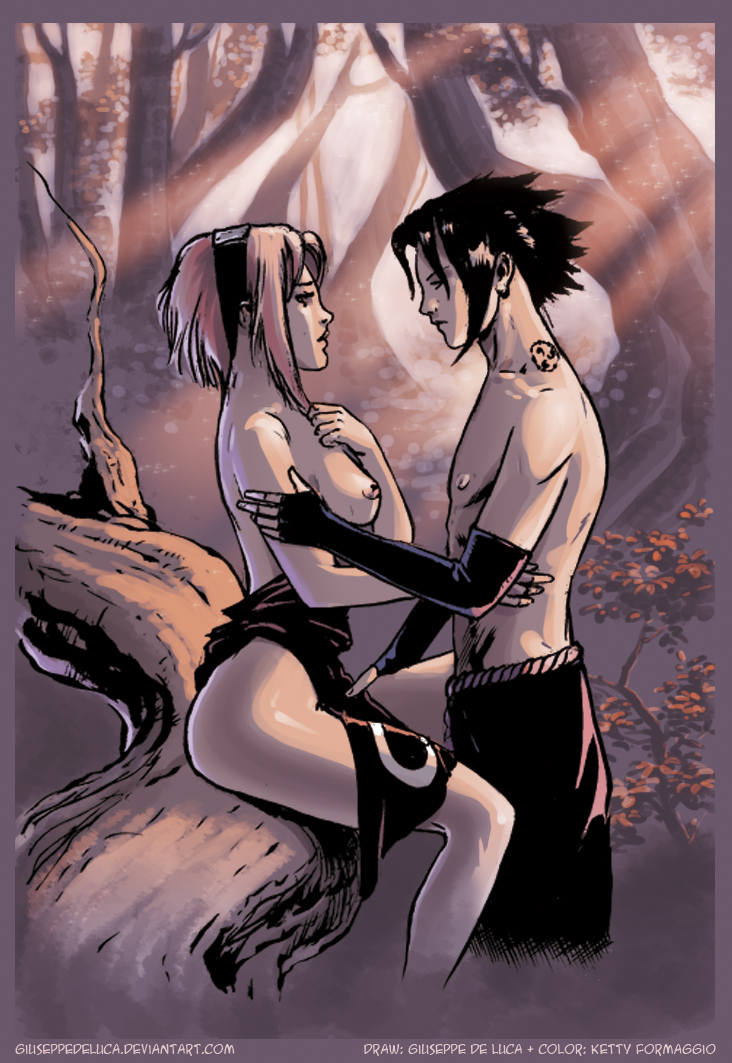 haruno sakura and uchiha sasuke (naruto and 1 more) drawn by giuseppe_de_luca and ketty_formaggio