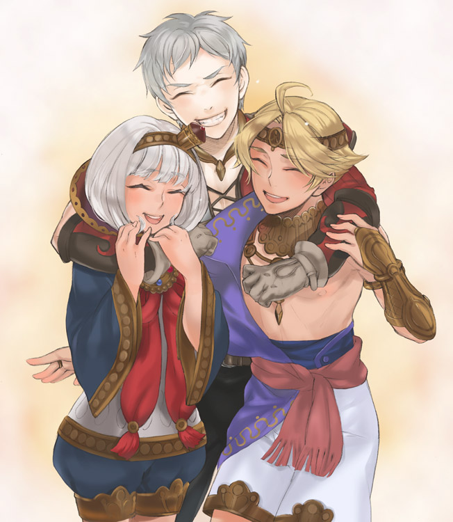 hero, manaril, and shams (gensou suikoden and 1 more) drawn by ano_(sbee)