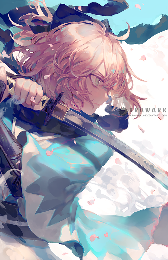 okita souji (fate and 2 more) drawn by renos