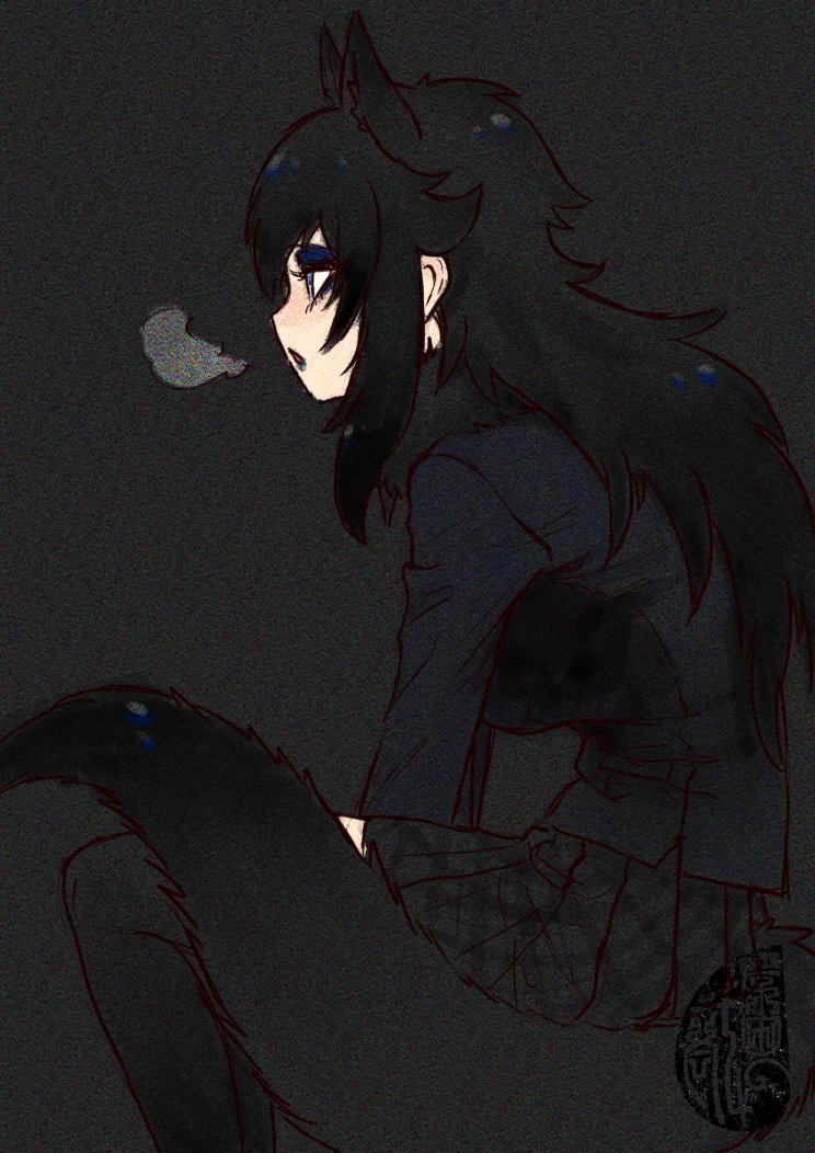 black wolf (original and 1 more) drawn by kishida_shiki