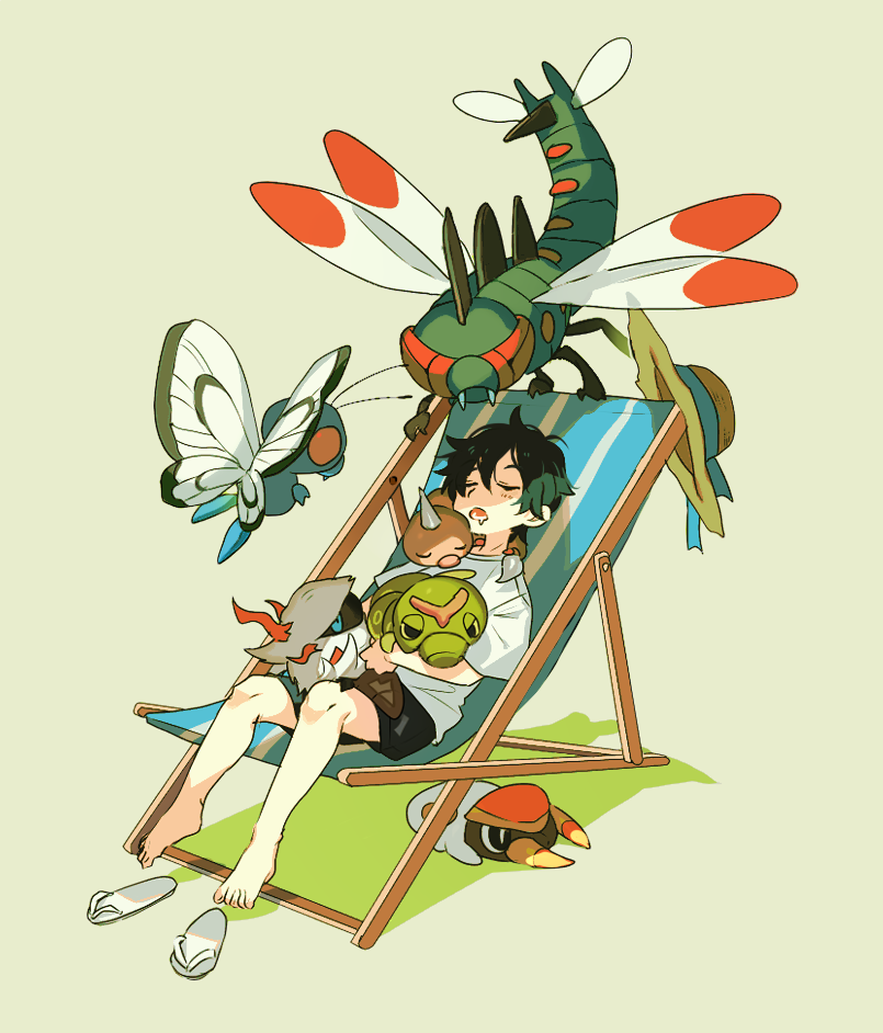 butterfree, caterpie, weedle, larvesta, yanmega, and 2 more (pokemon) drawn by newo_(shinra-p)