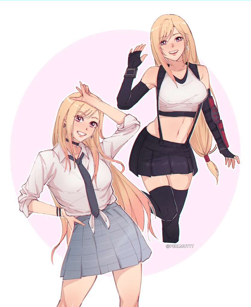tifa lockhart and kitagawa marin (final fantasy and 3 more) drawn by pudelmudel