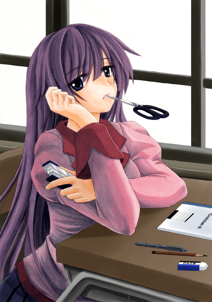 senjougahara hitagi (monogatari and 2 more) drawn by kirisamemaru