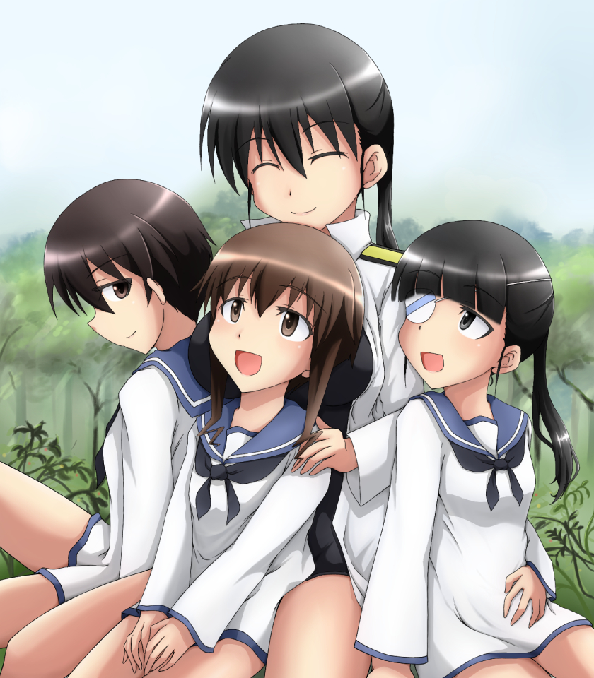 sakamoto mio, takei junko, kitagou fumika, and wakamoto tetsuko (world witches series and 3 more) drawn by isosceles_triangle_(xyzxyzxyz)