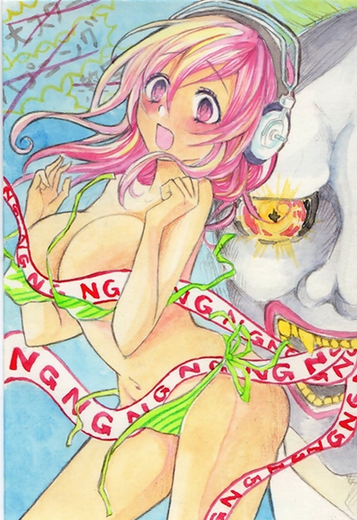 super sonico and kitamura (nitroplus and 1 more) drawn by syumi_(syumiyo)