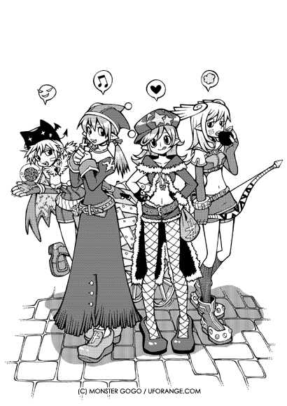 priest, hunter, alchemist, rogue, and marine sphere (ragnarok online) drawn by monster_gogo