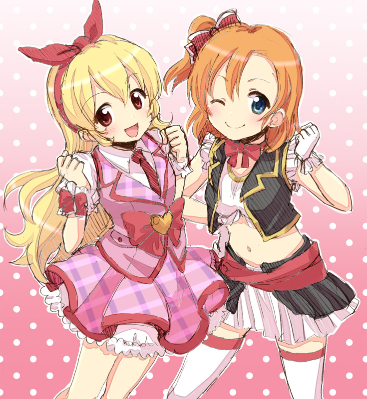 kosaka honoka and hoshimiya ichigo (love live! and 3 more) drawn by yukito_mayumi