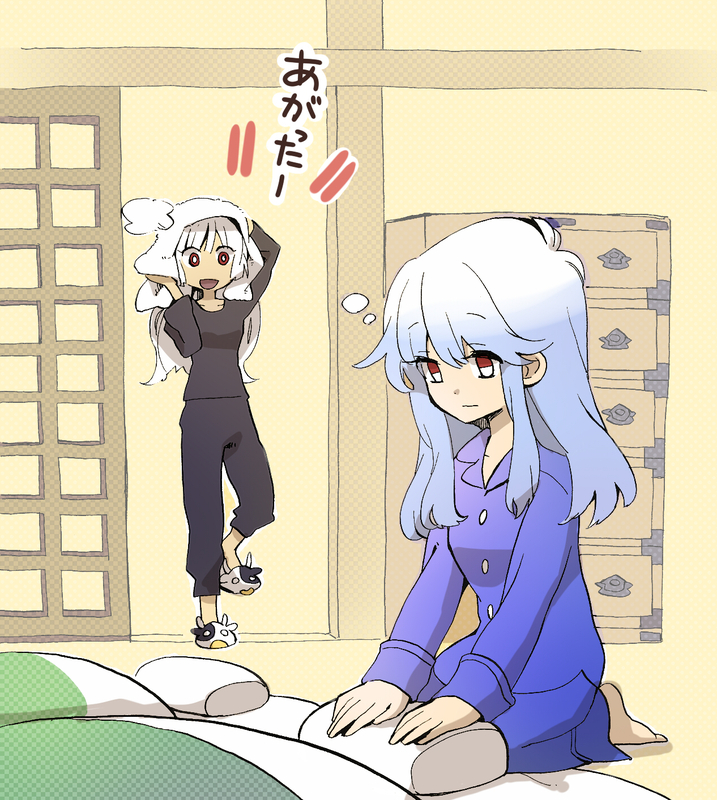 fujiwara no mokou and kamishirasawa keine (touhou) drawn by shinoasa