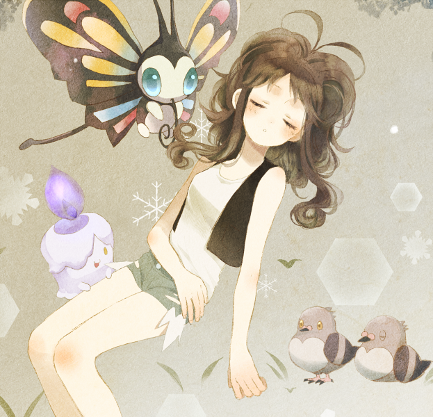 hilda, litwick, and beautifly (pokemon and 1 more) drawn by zges