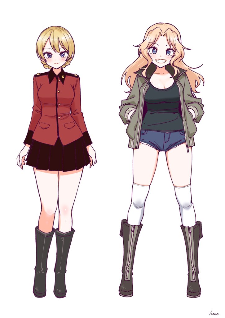 darjeeling and kay (girls und panzer) drawn by hone_(honehone083)