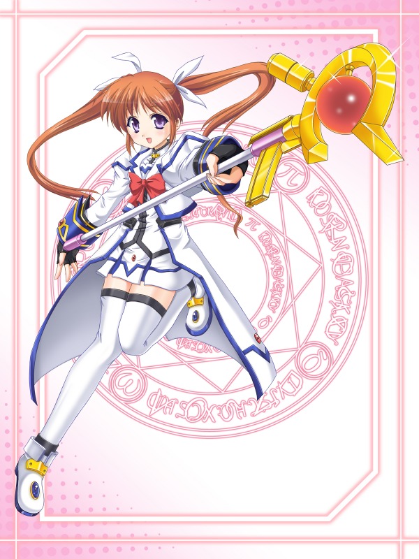 takamachi nanoha and raising heart (lyrical nanoha and 1 more) drawn by murasaki_atsushi