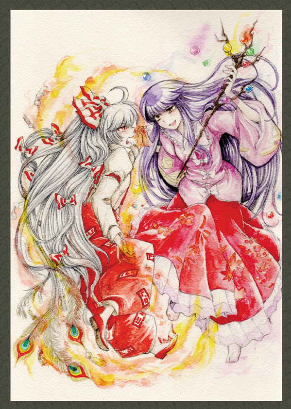 fujiwara no mokou and houraisan kaguya (touhou) drawn by sakurai_haruto