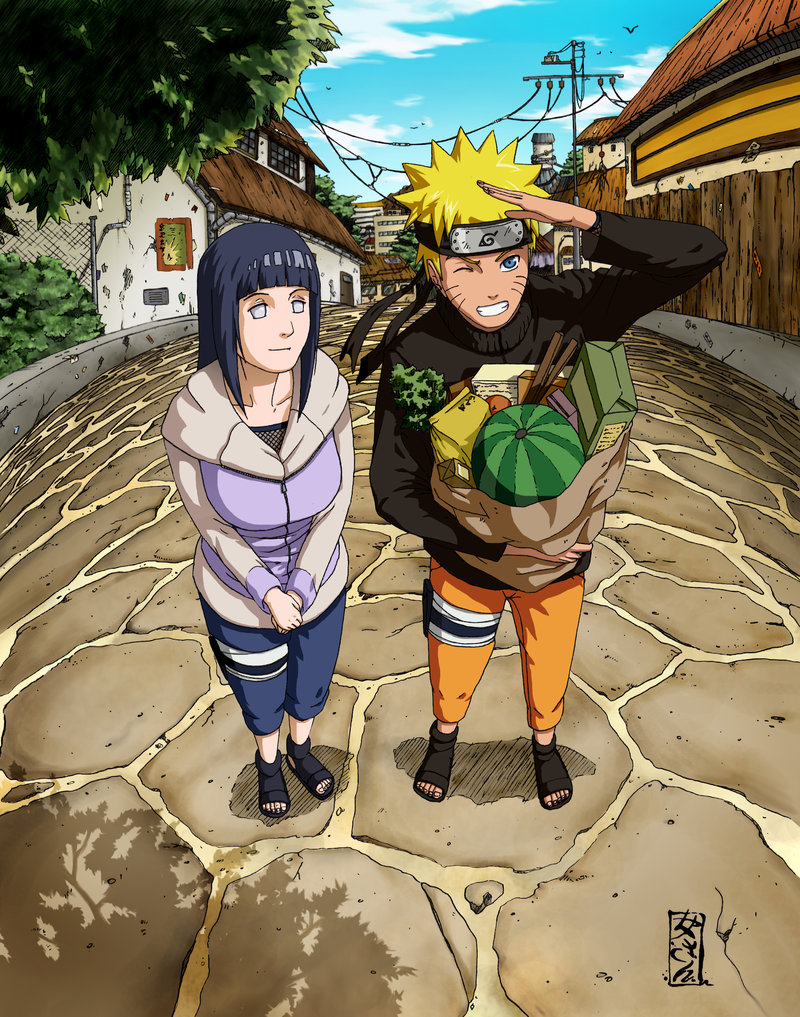 uzumaki naruto and hyuuga hinata (naruto and 1 more) drawn by kunoichi-san