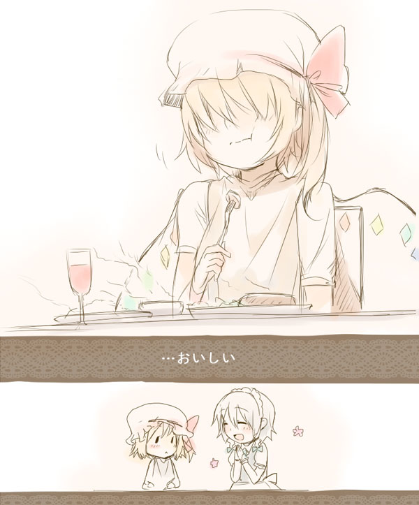 flandre scarlet and izayoi sakuya (touhou) drawn by ume_(plumblossom)