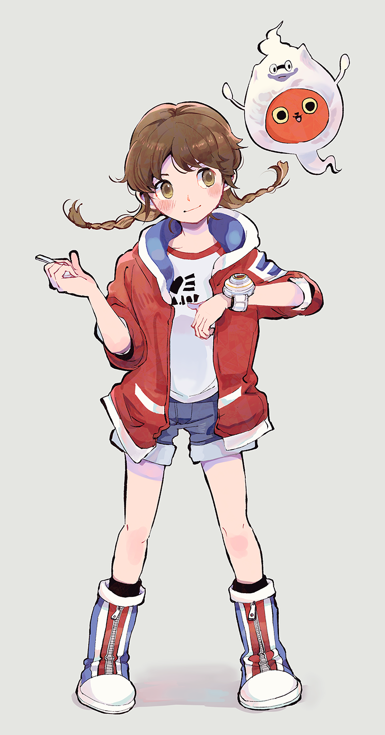 whisper, amano natsume, and junior (youkai watch and 1 more) drawn by fukumino85