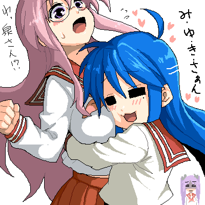 hiiragi kagami, izumi konata, and takara miyuki (lucky star)