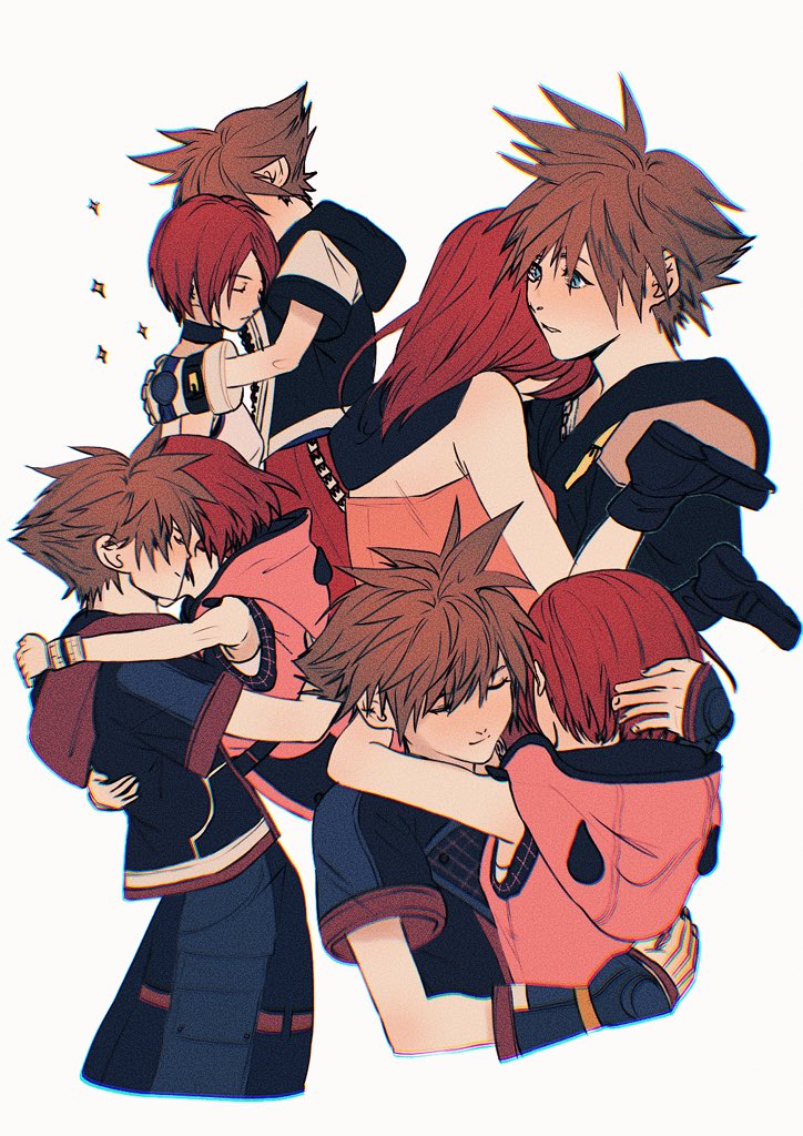 sora and kairi (kingdom hearts and 3 more) drawn by sera_(serappi)